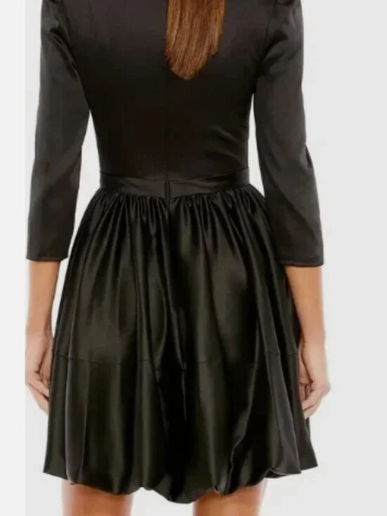 NWT Mac Duggal Blazer Mini Dress Satin 26913 Women's Black Size 2 MSRP 395 - Picture 2 of 3